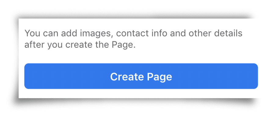Screenshot of Facebook showing Create Page button