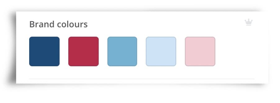 Screenshot of canva.com showing brand colours available with Canva Pro