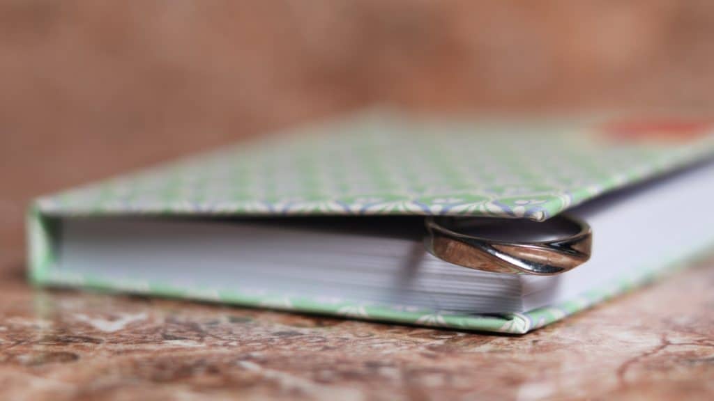 Closed notebook with green cover